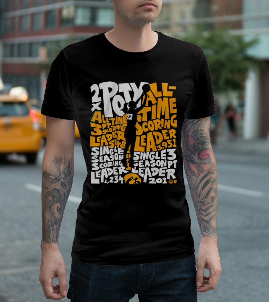 2X POTY Iowa All Time Scoring Leader 3951 Single Season Scoring Leader 1234 T-Shirt