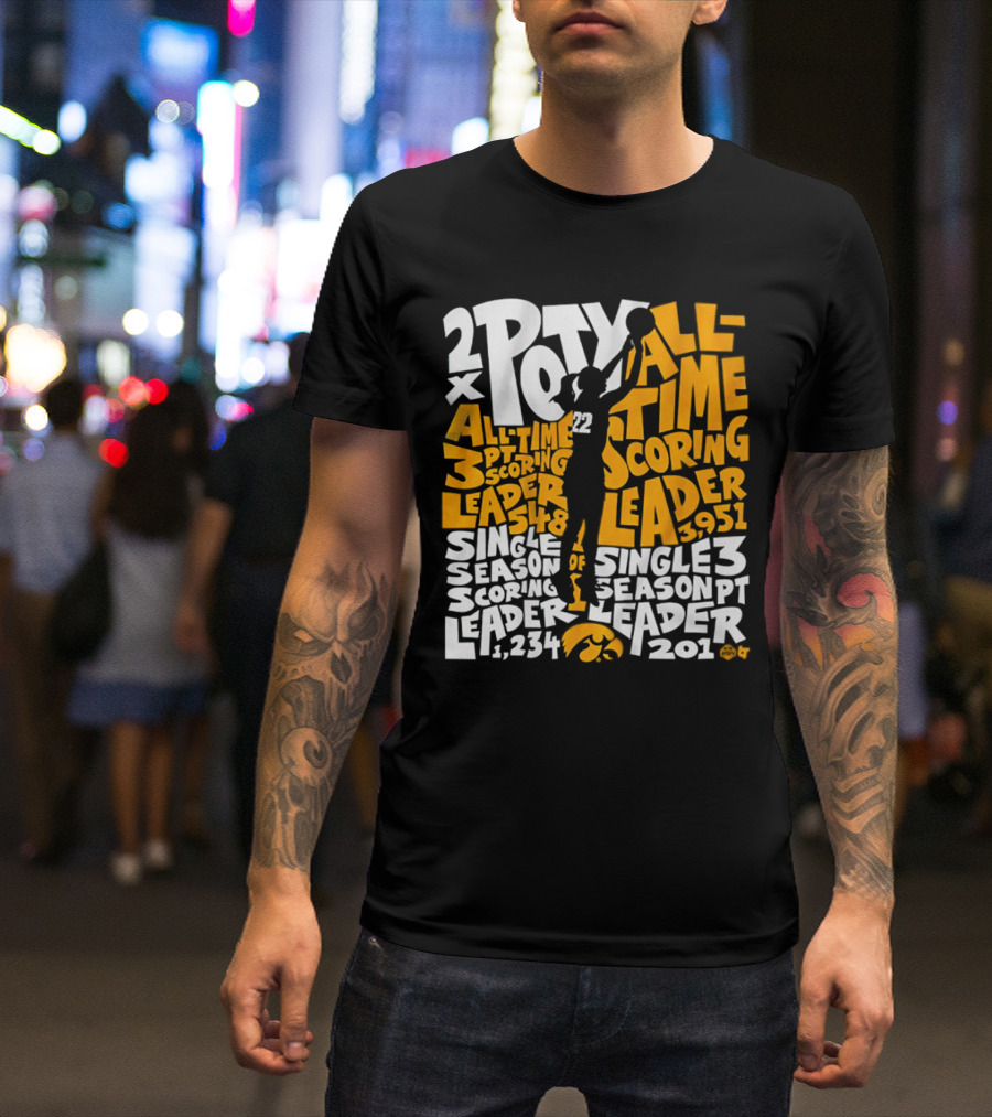 2X POTY Iowa All Time Scoring Leader 3951 Single Season Scoring Leader 1234 T-Shirt