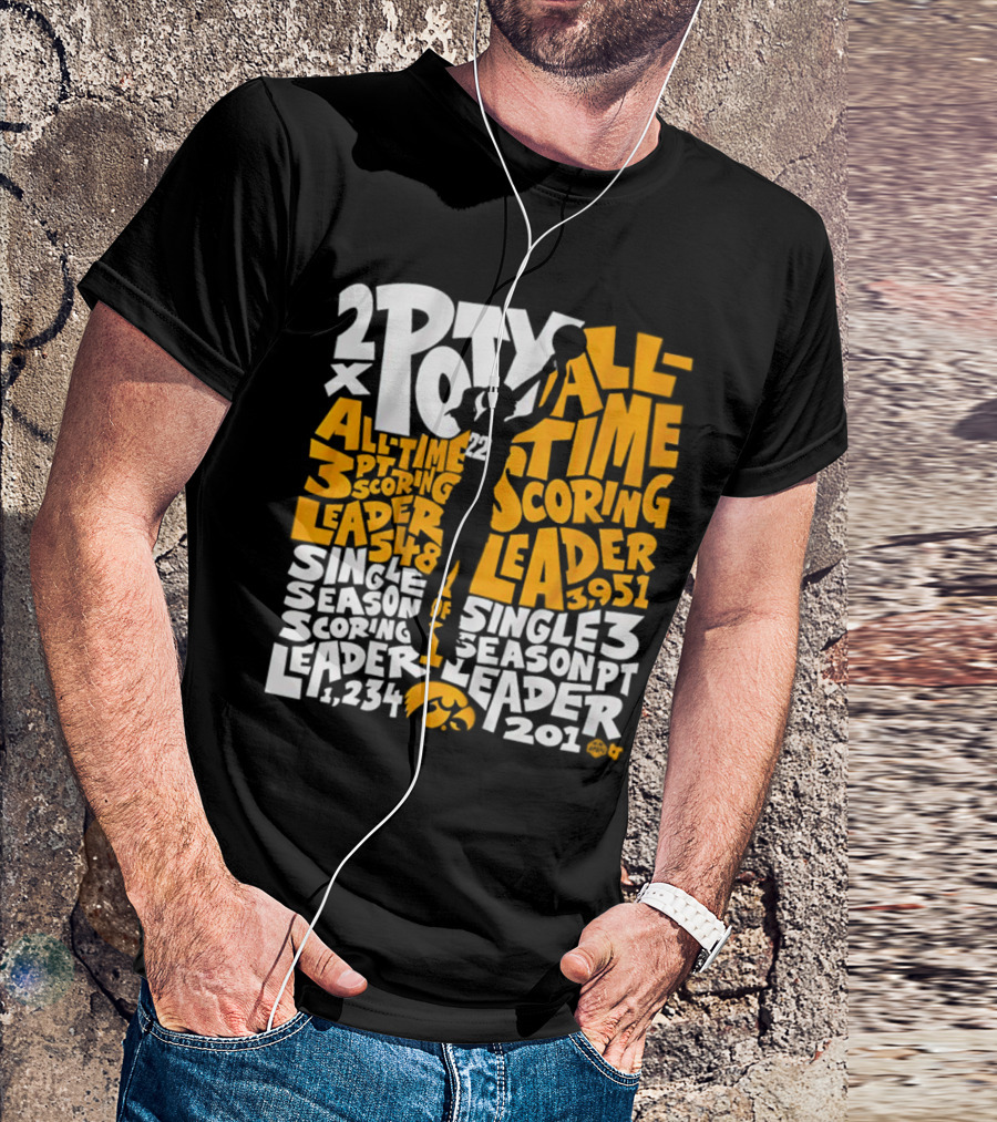2X POTY Iowa All Time Scoring Leader 3951 Single Season Scoring Leader 1234 T-Shirt