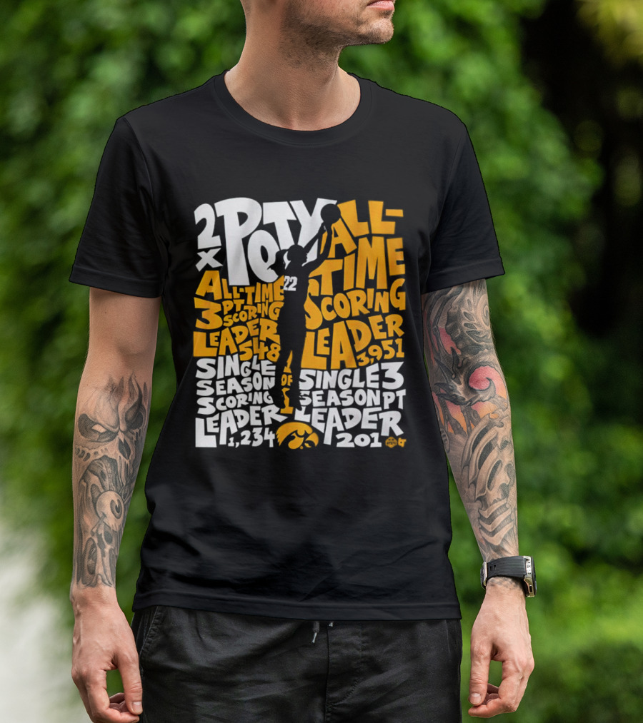 2X POTY Iowa All Time Scoring Leader 3951 Single Season Scoring Leader 1234 T-Shirt