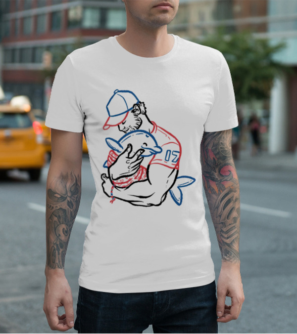 Dolphin I Love You Dad 17 Baseball Player Hugging Child's Plush Toy T-Shirt