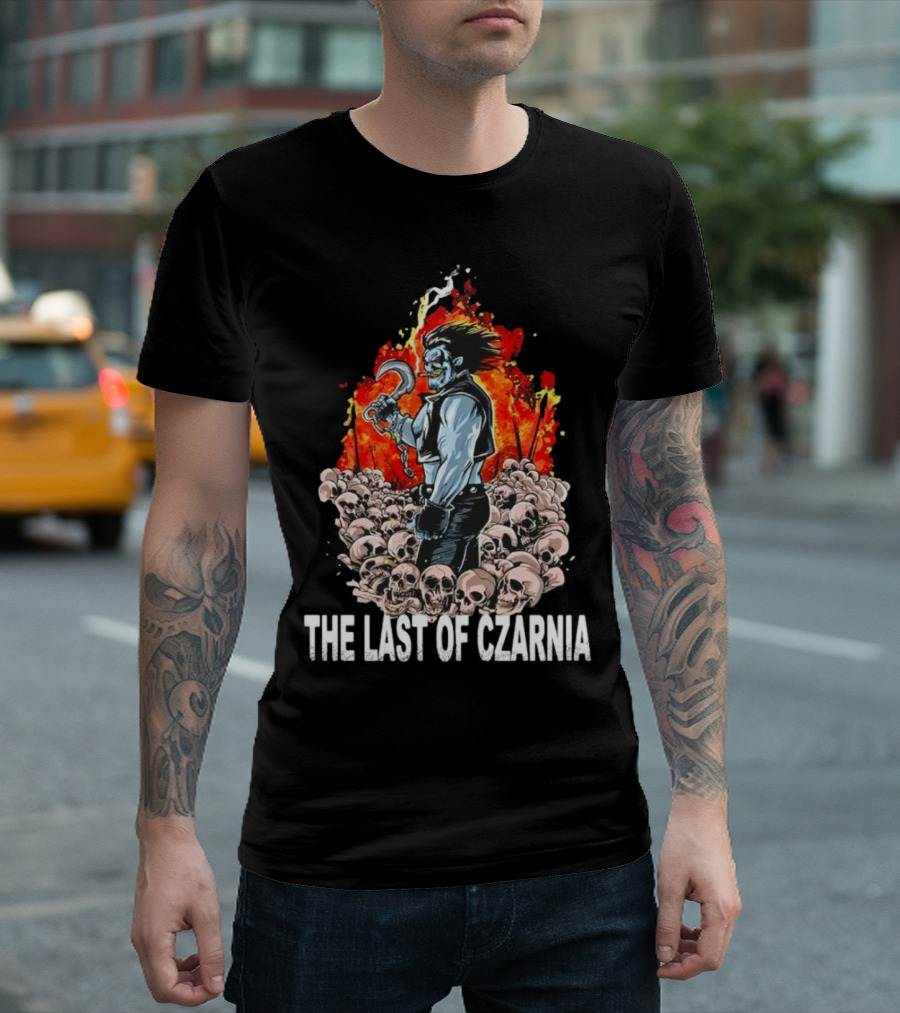 The Last of Czarnia Lobo Standing Amidst Skulls and Flames T-Shirt