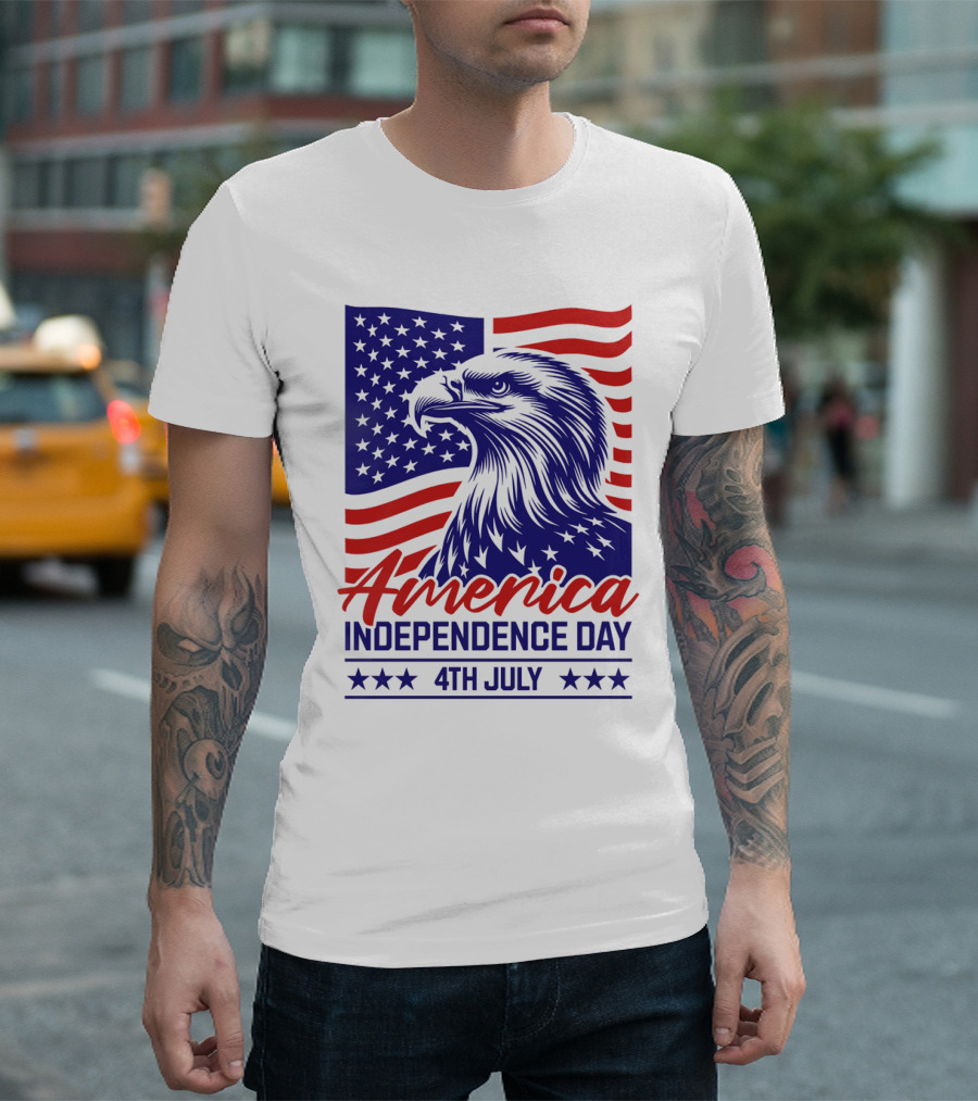 America Independence Day 4th July Eagle Flag Stars T-Shirt