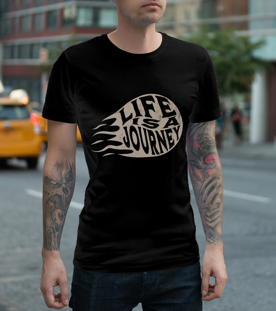 Life Is a Journey Flame-Inspired Text T-Shirt
