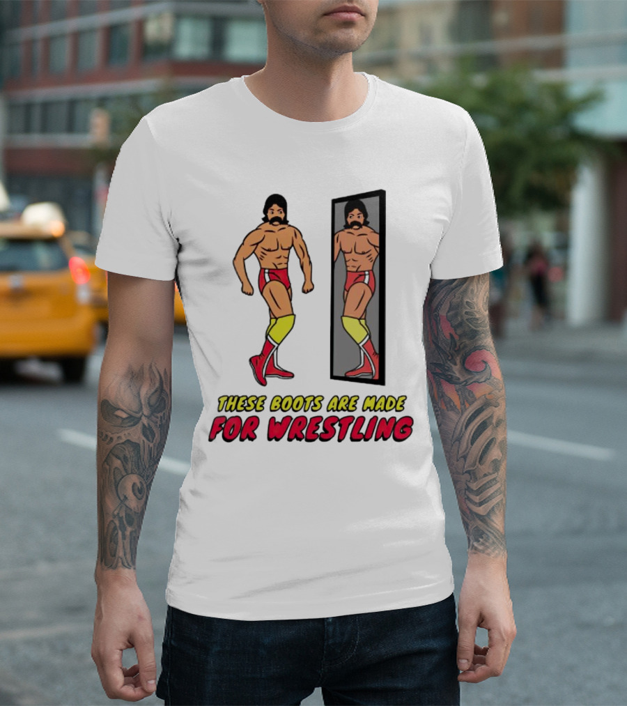 These Boots Are Made for Wrestling Reflective Wrestler Mirror Image T-Shirt