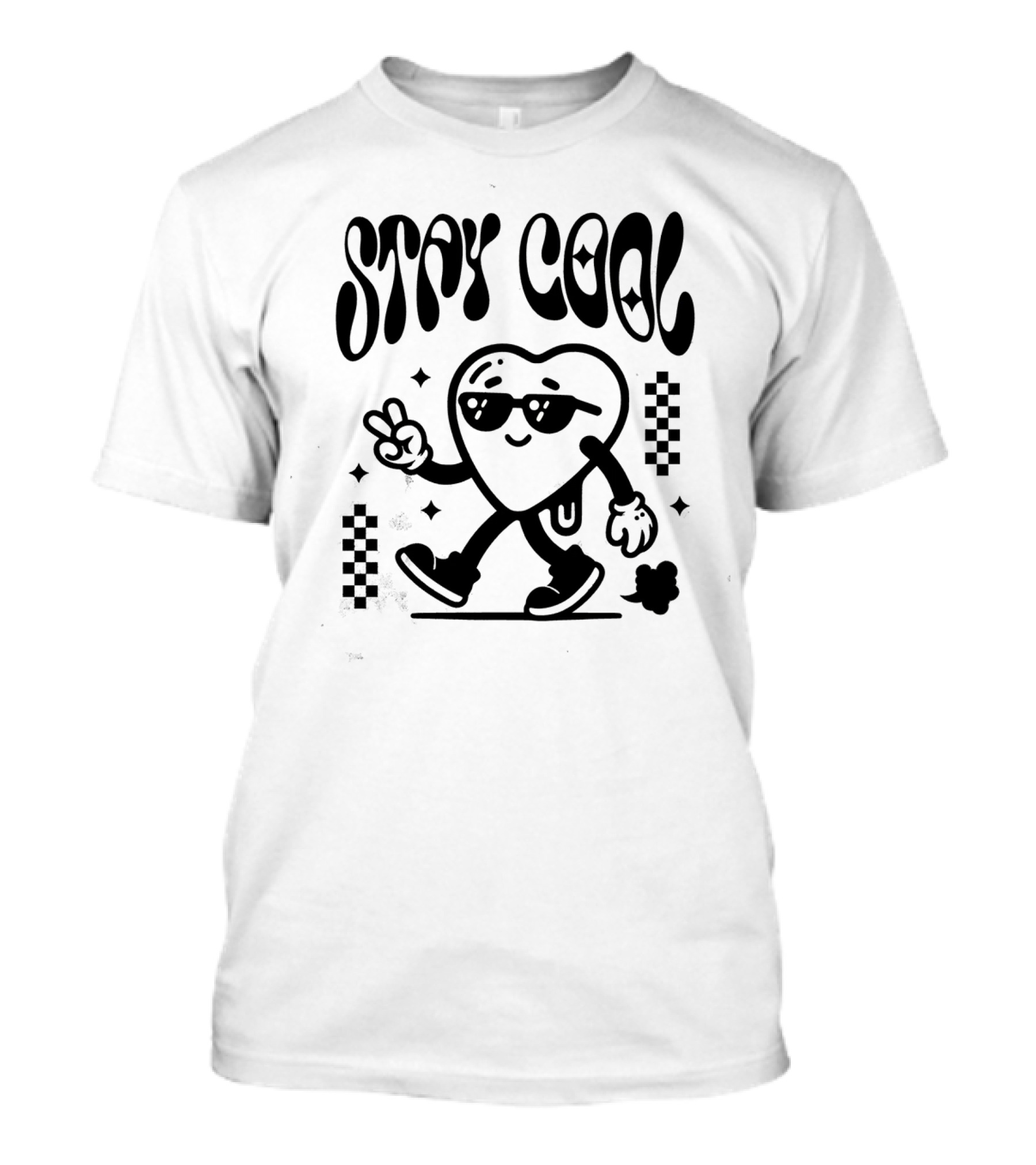Stay Cool Heart Character With Sunglasses And Peace Sign T-Shirt