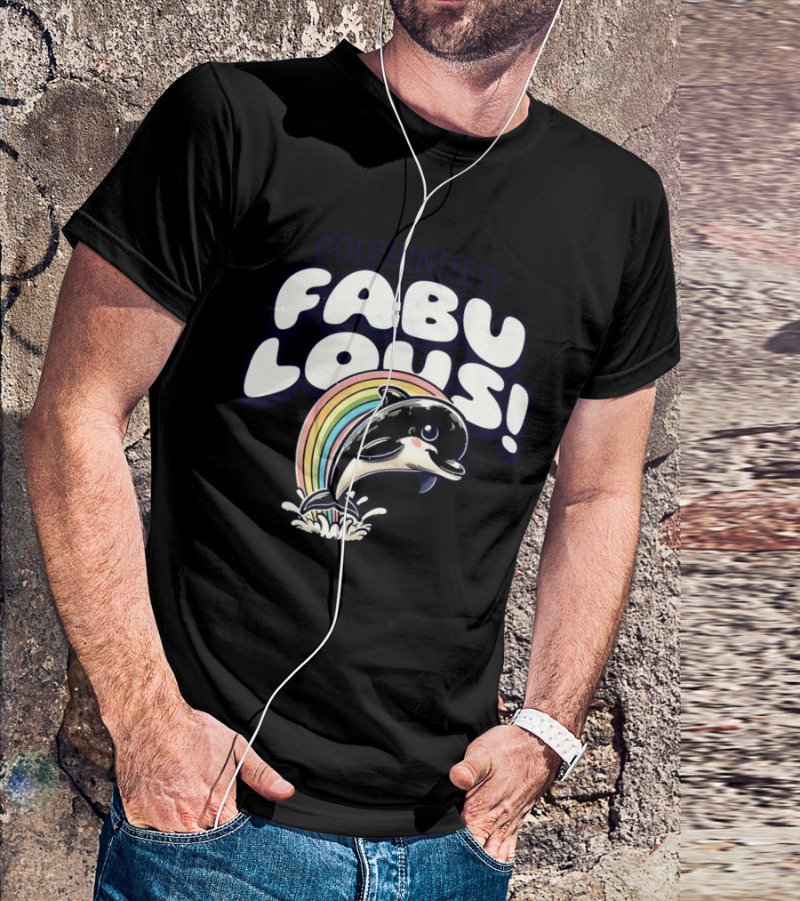 Dolphinitely Fabulous Rainbow Dolphin Splash T-Shirt