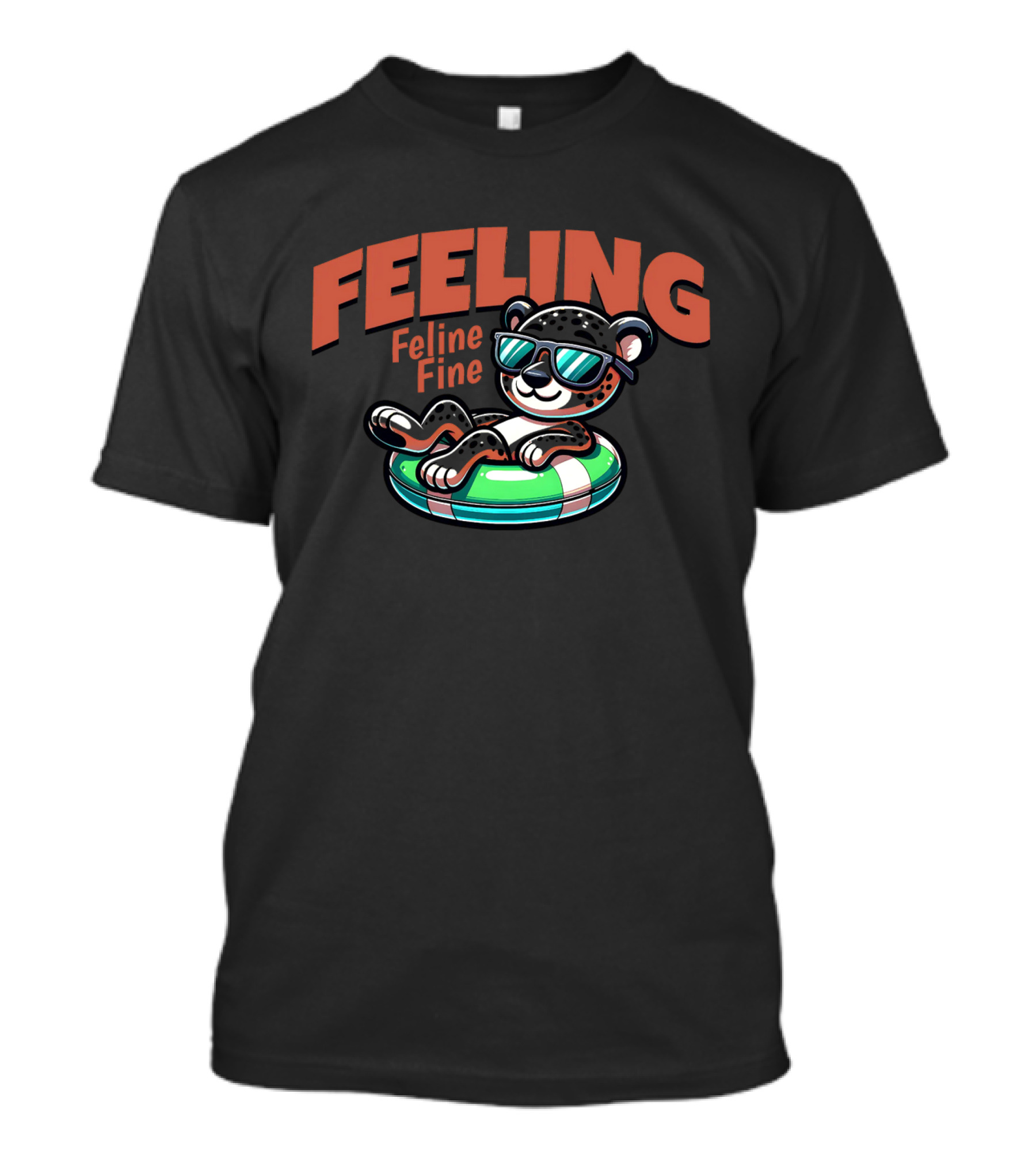 Feeling Feline Fine Relaxed Cool Cat Floating In T-Shirt