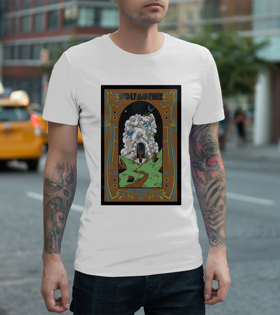 Wolfmother Saint Andrews Hall Detroit 11 28 DE MI Concert Poster Art With Cosmic Mountain Scenery T-Shirt