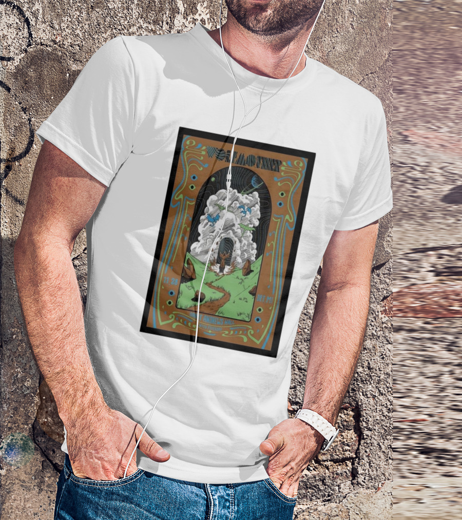 Wolfmother Saint Andrews Hall Detroit 11 28 DE MI Concert Poster Art With Cosmic Mountain Scenery T-Shirt