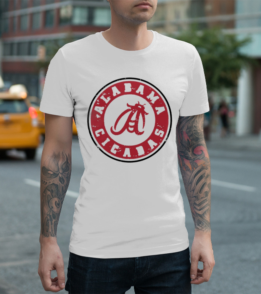 Alabama Cicadas Crimson Tide Football Circle Emblem T-Shirt