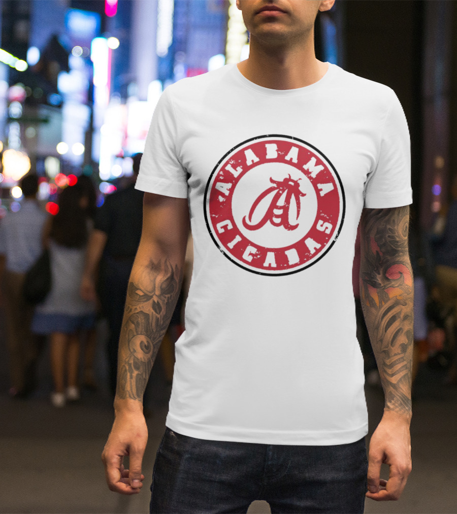 Alabama Cicadas Crimson Tide Football Circle Emblem T-Shirt