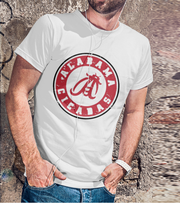 Alabama Cicadas Crimson Tide Football Circle Emblem T-Shirt