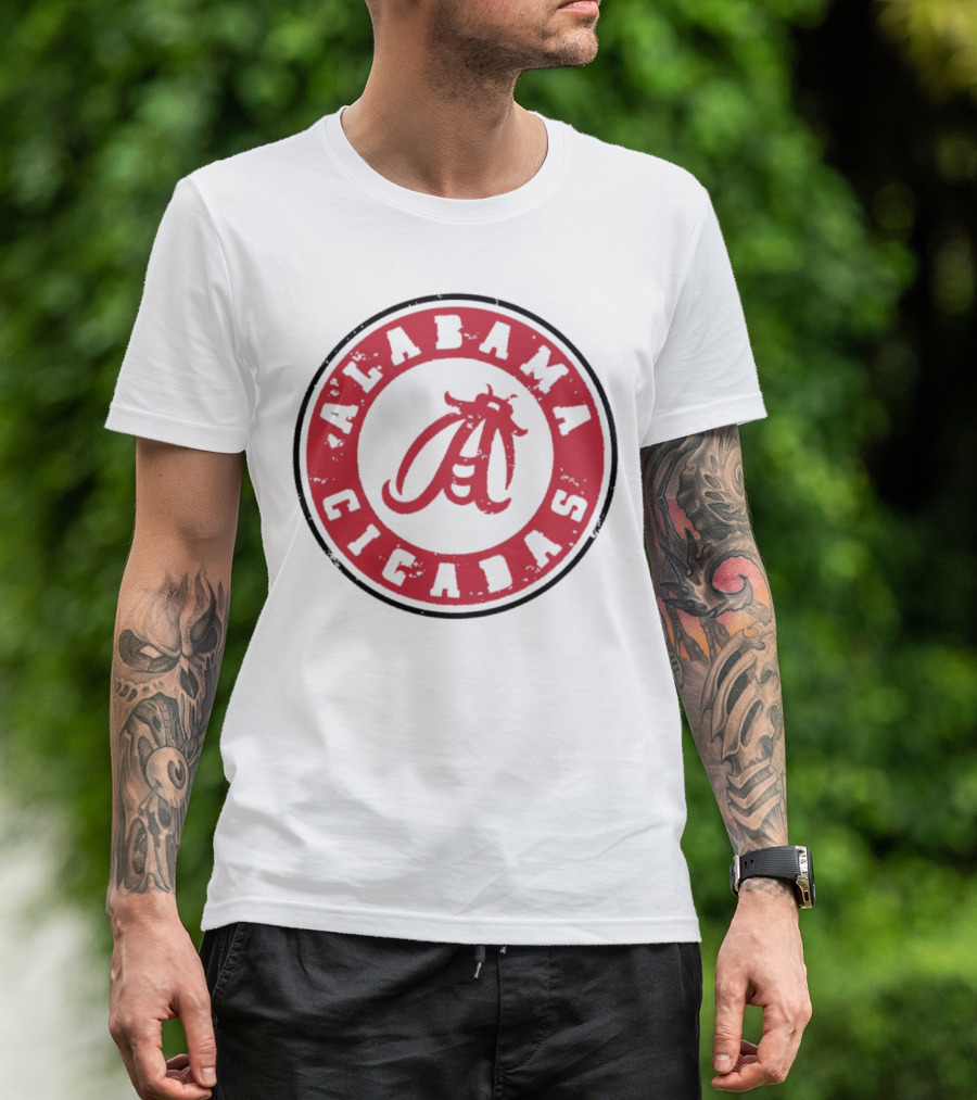 Alabama Cicadas Crimson Tide Football Circle Emblem T-Shirt