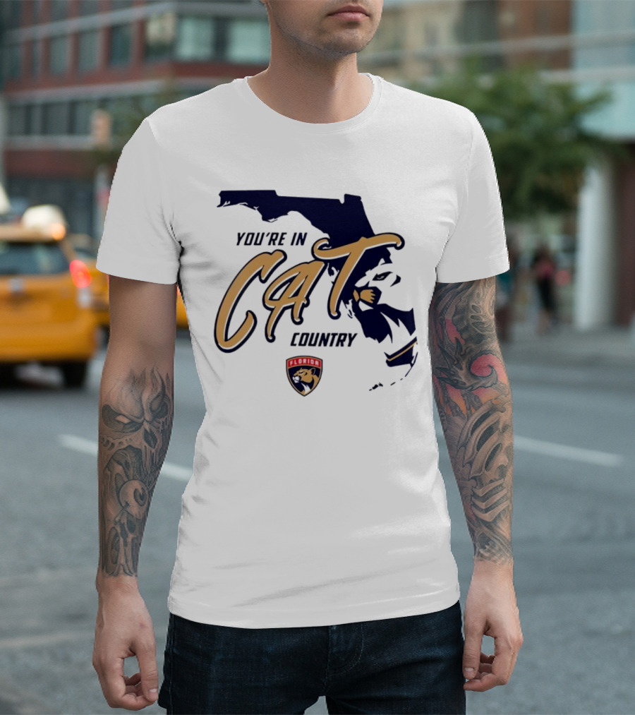 Florida Panthers You're In Cat Country Map Outline T-Shirt
