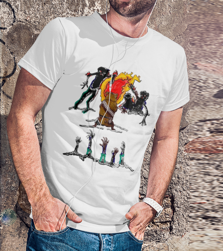 Hamster Of The Apocalypse Surrounded By Flaming Shadows T-Shirt