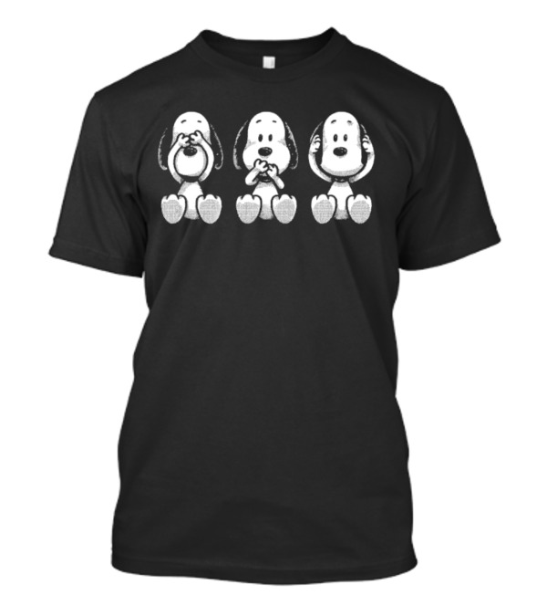 Snoopy See No Evil Hear No Evil Speak No Evil Peanuts Cartoon Characters T-Shirt