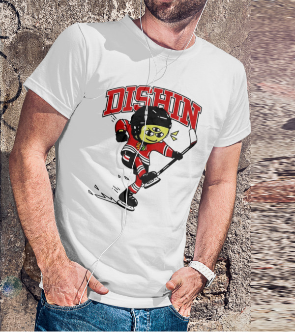 Dishin Chicago Blackhawks Hockey Three-Eyed Mascot T-Shirt
