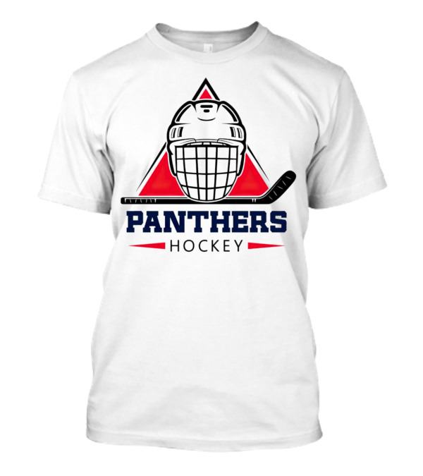 Panthers Hockey Helmet Triangle Background Ice Hockey Stick T-Shirt