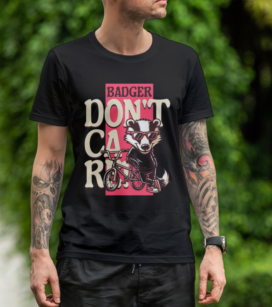 Badger Don't Care Cool Shades Bicycle Attitude T-Shirt