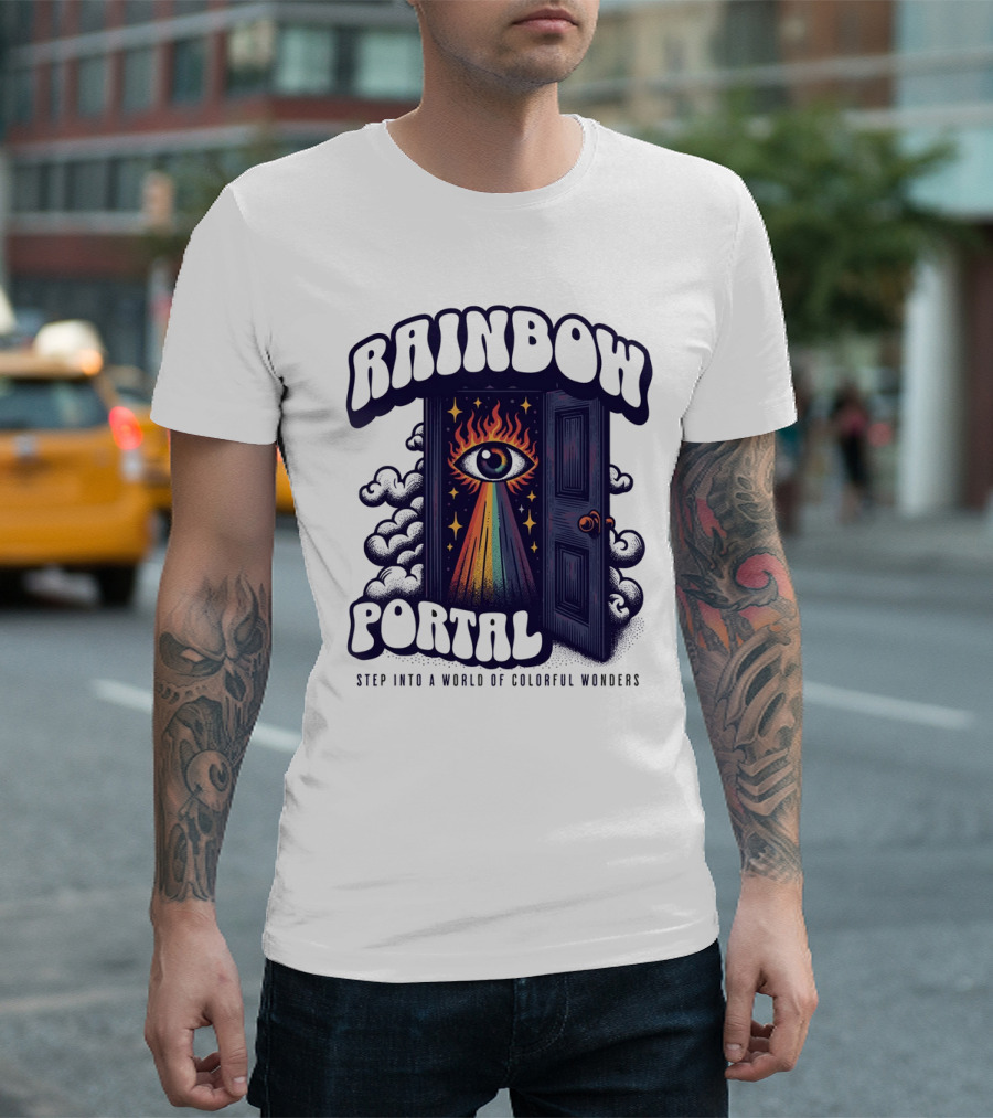 Rainbow Portal Step Into a World of Colorful Wonders T-Shirt
