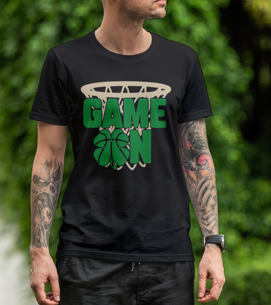Boston Celtics Game On Basketball Net Clover T-Shirt