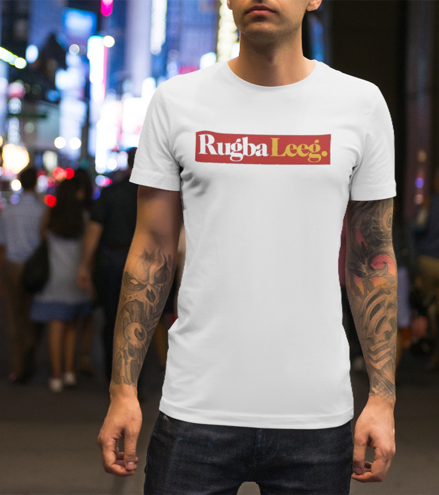 Rugba Leeg Bold Red Yellow Box Text T-Shirt