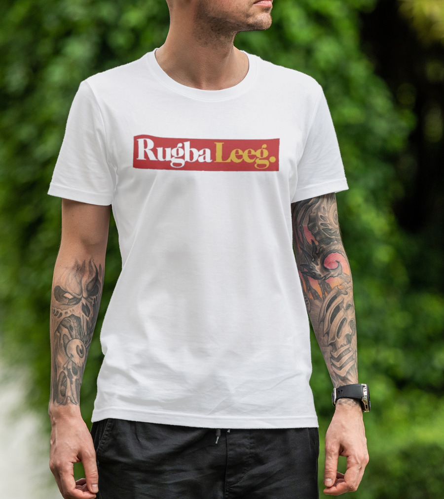 Rugba Leeg Bold Red Yellow Box Text T-Shirt
