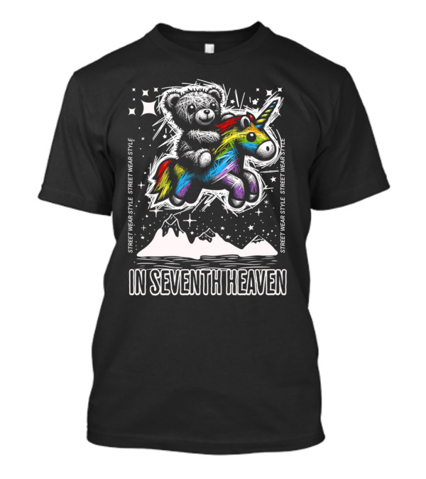 STREET WEAR STYLE Teddy And Rainbow Unicorn Adventure In Seventh Heaven T-Shirt