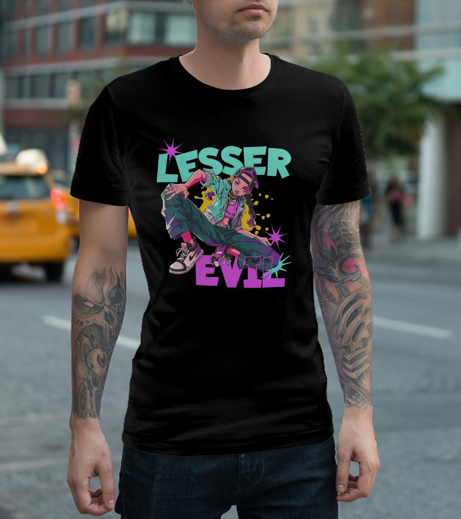 Lesser Evil Vintage Anime Hip Hop Style Streetwear T-Shirt