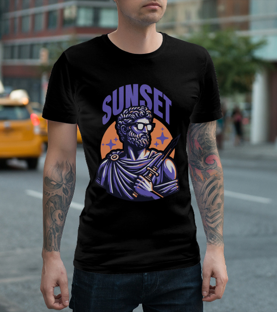 SUNSET Greek Statue With Sunglasses And Sword T-Shirt