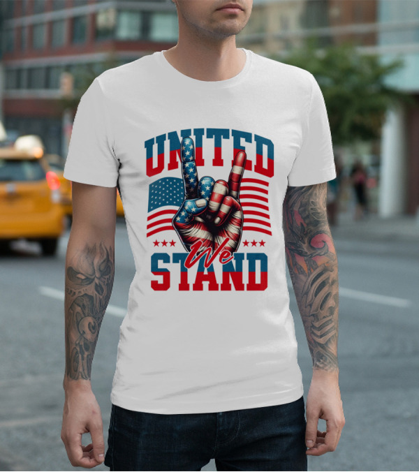 United We Stand American Flag Hand Gesture T-Shirt