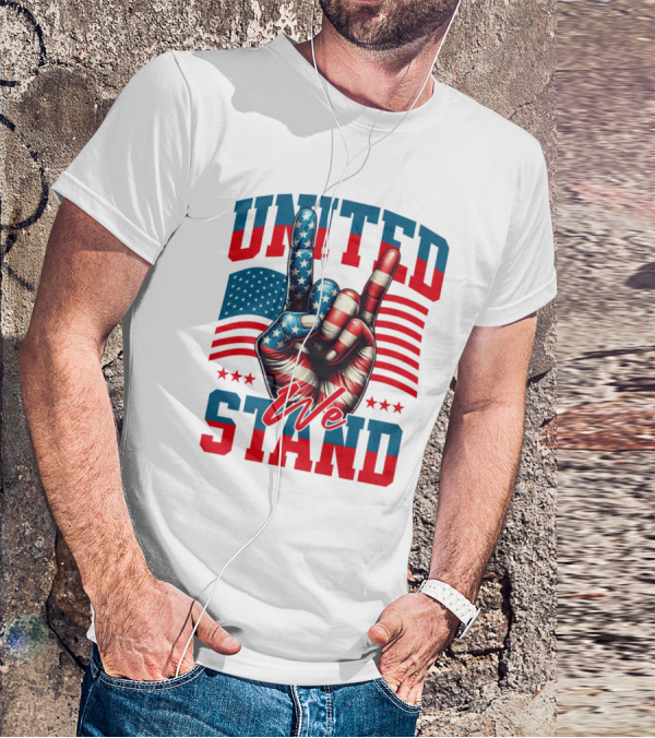 United We Stand American Flag Hand Gesture T-Shirt