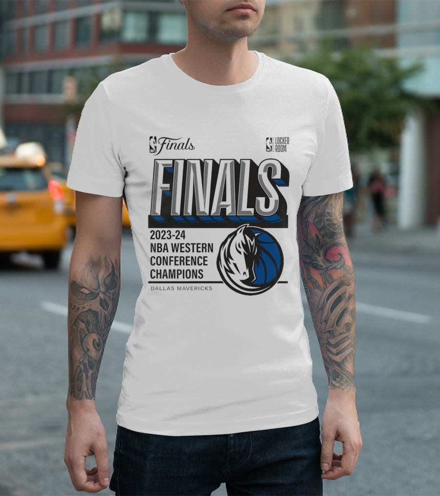 NBA Finals 2023-24 Western Conference Champions Dallas Mavericks Locker Room T-Shirt