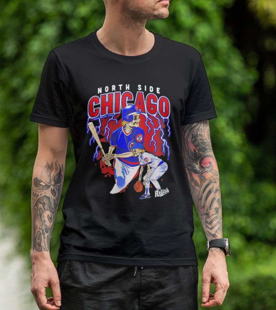 North Side Chicago Baseball Skeleton Relish T-Shirt