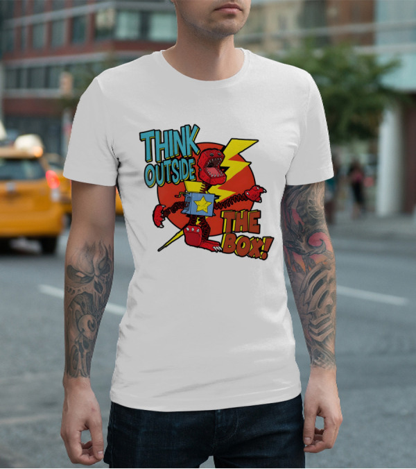 Think Outside The Box Red Monster With Lightning And Star Box Elements T-Shirt