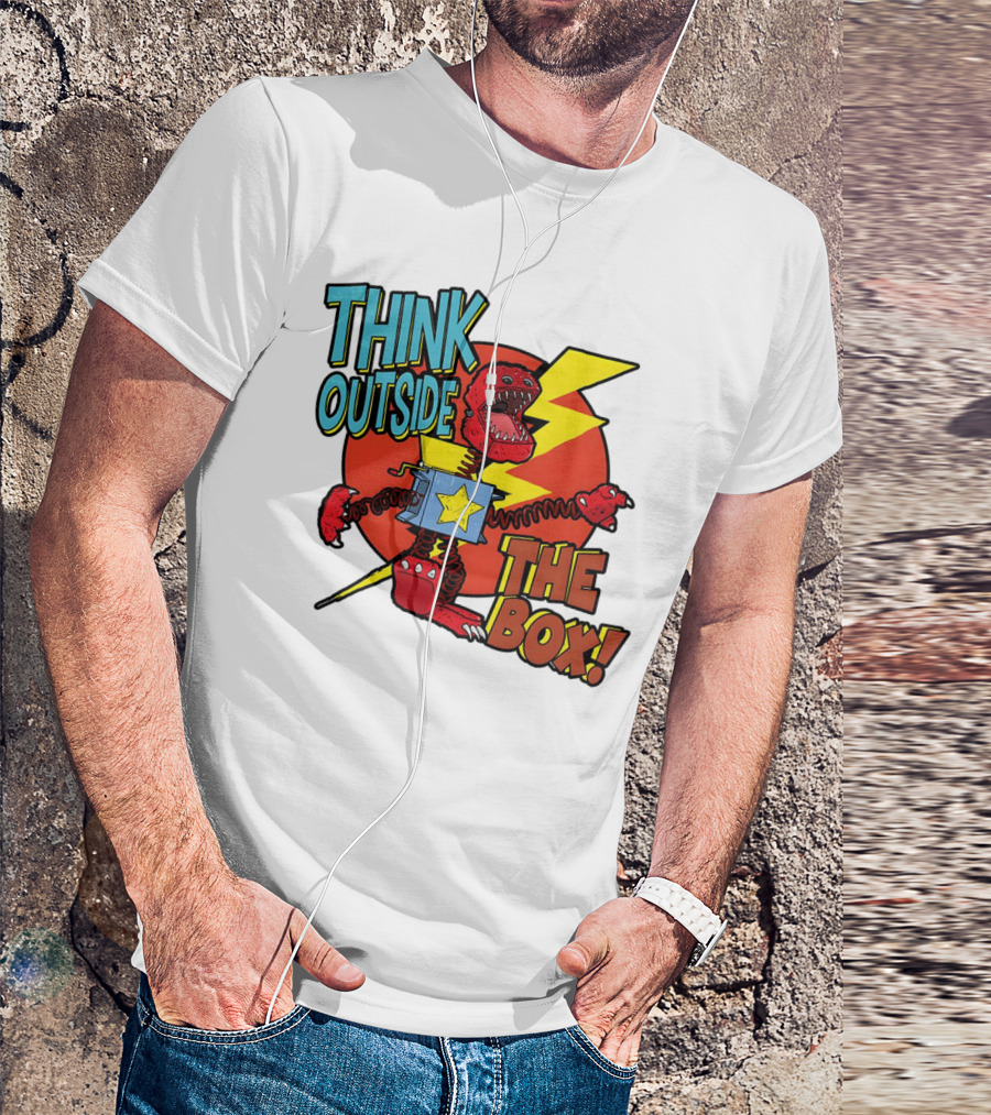 Think Outside The Box Red Monster With Lightning And Star Box Elements T-Shirt