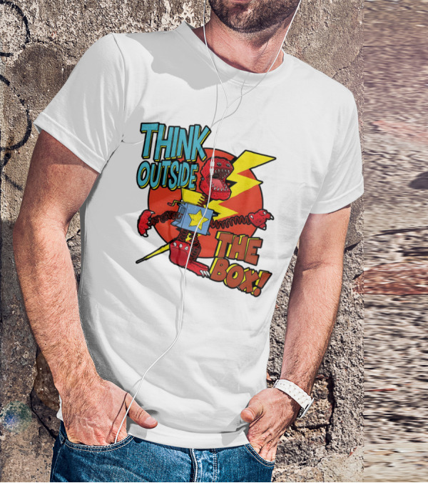 Think Outside The Box Red Monster With Lightning And Star Box Elements T-Shirt