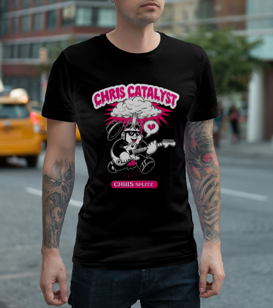 Chris Catalyst Chris Splitz Guitar Explosion Heart T-Shirt