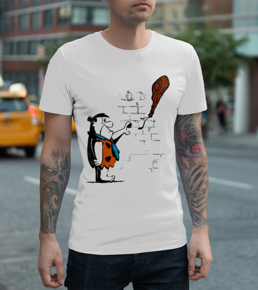 Fred Flintstone Balloon Meat Banksy Mashup T-Shirt