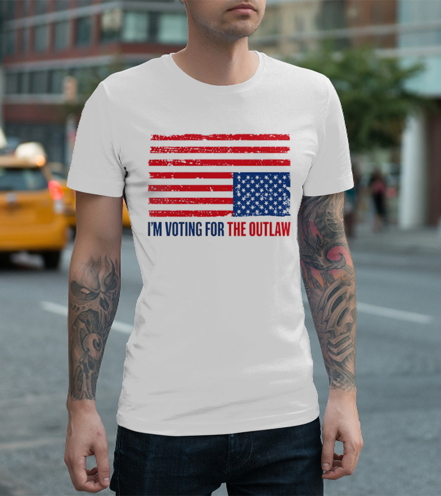 USA Flag I'm Voting for the Outlaw Distressed American T-Shirt