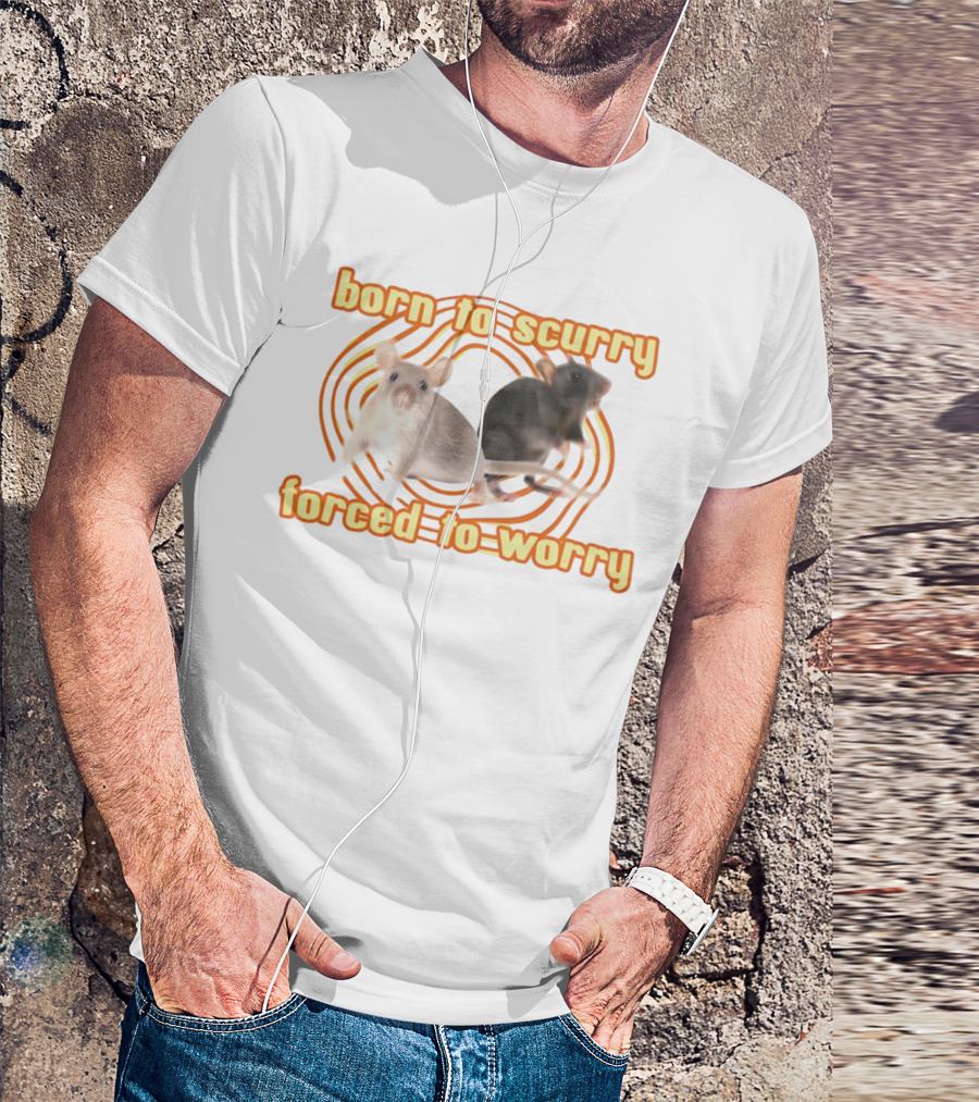 Born To Scurry Forced To Worry With Two Rats And Swirling Background T-Shirt