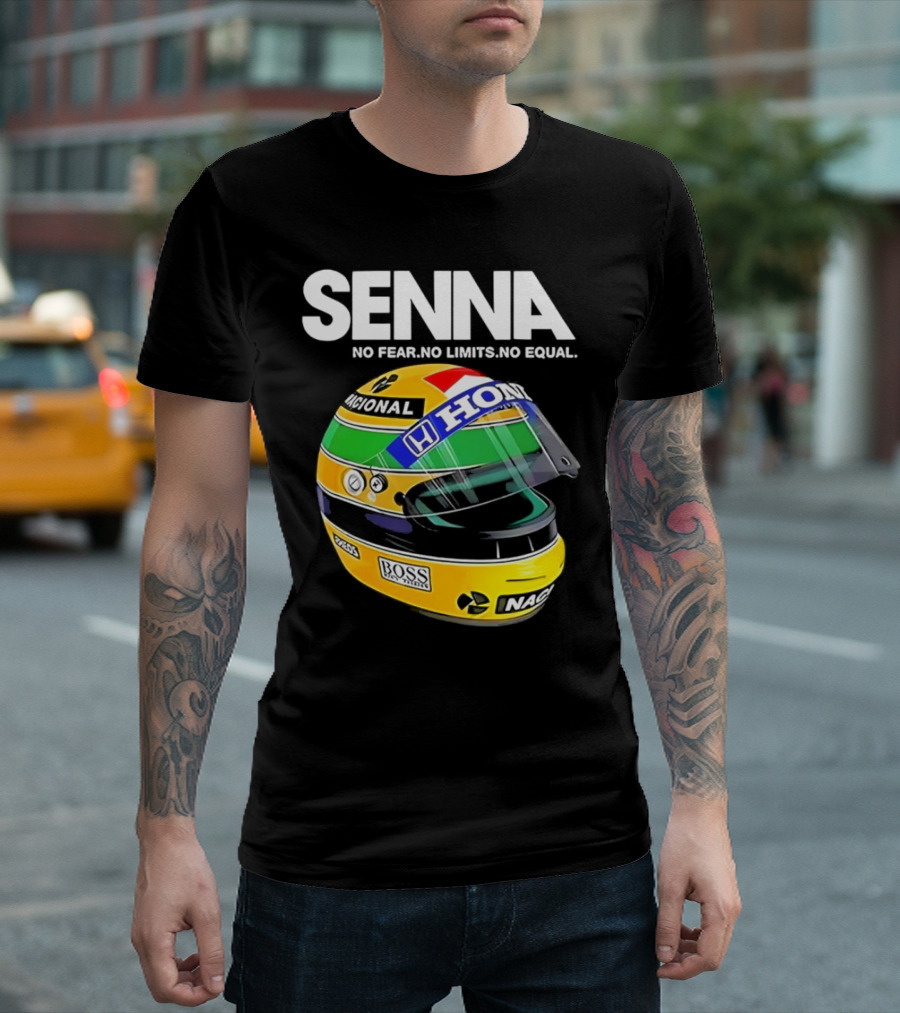 SENNA No Fear No Limits No Equal Honda Racing Helmet BOSS Nacional T-Shirt