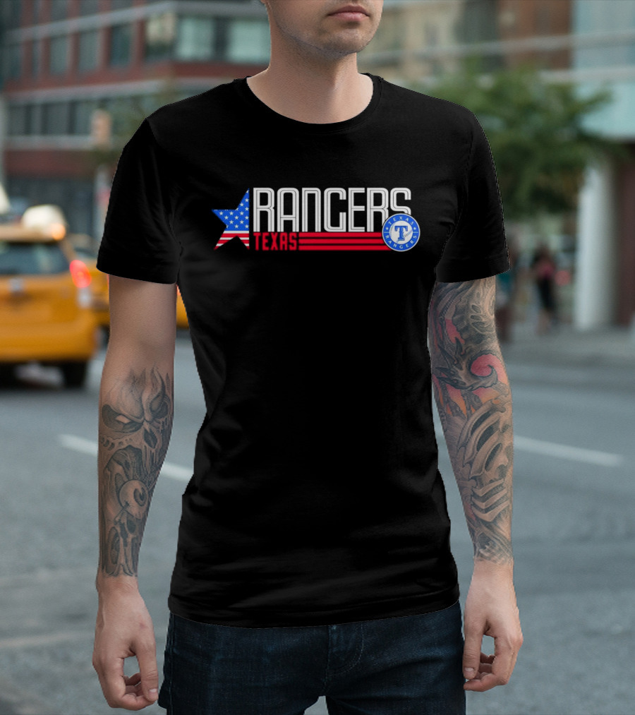 Texas Rangers Ameria Star USA Flag T-Shirt