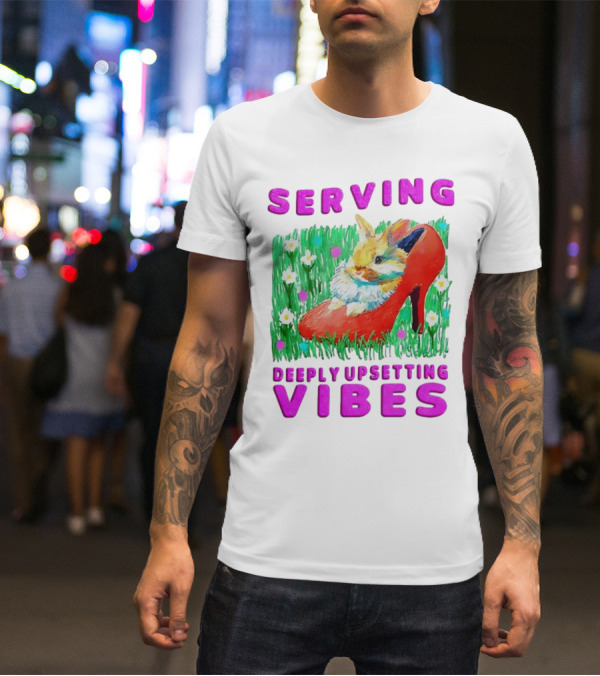 Serving Deeply Upsetting Vibes Bunny In Red High Heel With Flowers T-Shirt