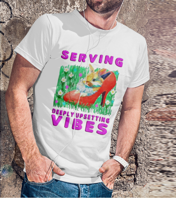 Serving Deeply Upsetting Vibes Bunny In Red High Heel With Flowers T-Shirt