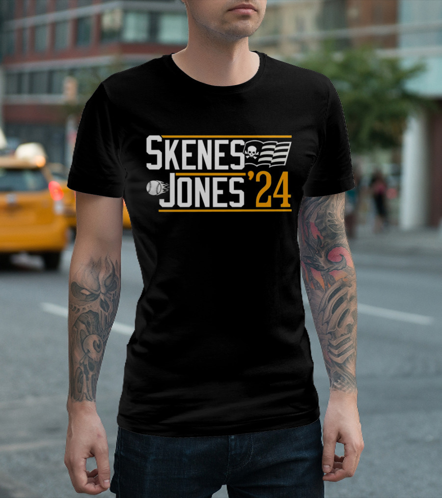 Skenes Jones '24 Baseball Skull Flag T-Shirt