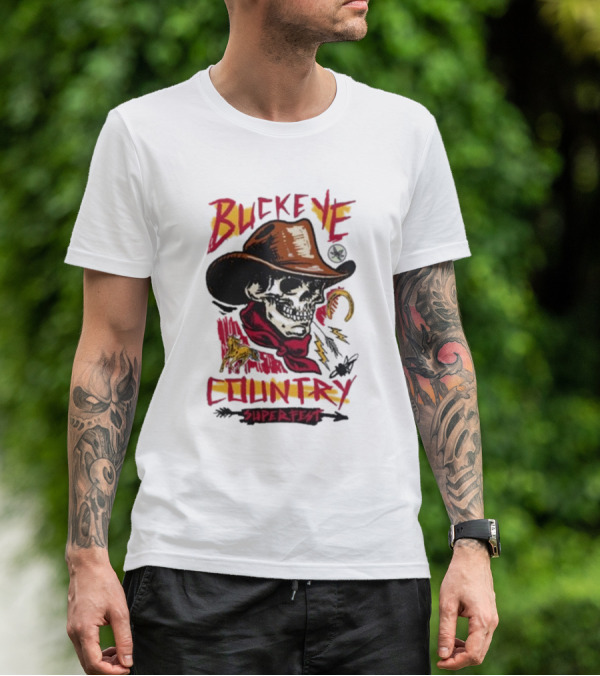 Buckeye Country Superfest Skeleton Cowboy With Horse And Lasso T-Shirt