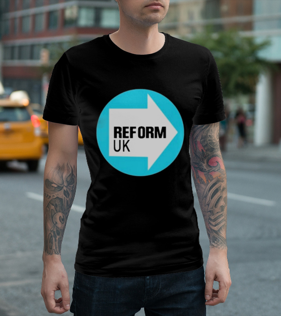 Reform UK Arrow Symbol Blue Circle T-Shirt