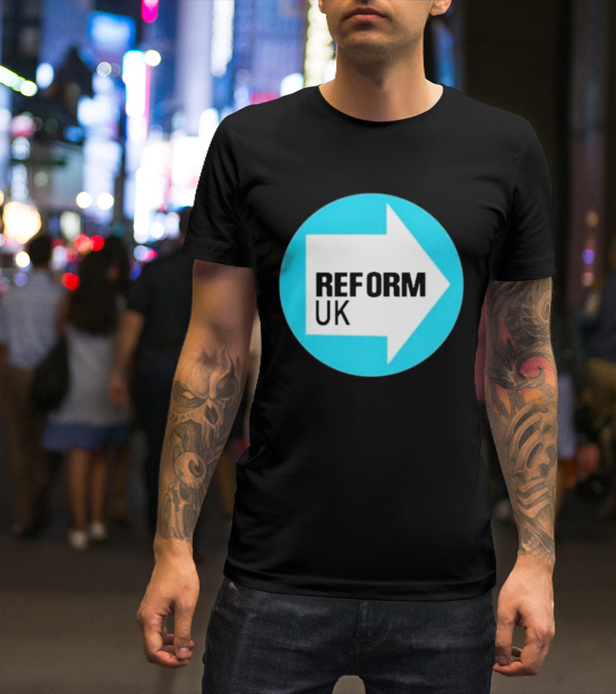 Reform UK Arrow Symbol Blue Circle T-Shirt